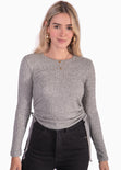 Buzo manga larga con recogido en laterales color gris para mujer - Flashy
