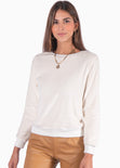 Buzo con pelo sintético manga larga color blanco para mujer - Flashy
