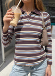 Buzo tipo polo a rayas con cuello y perilla en contraste - WISCONSIN