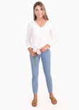 Buso con encaje en cuello para mujer - Flashy