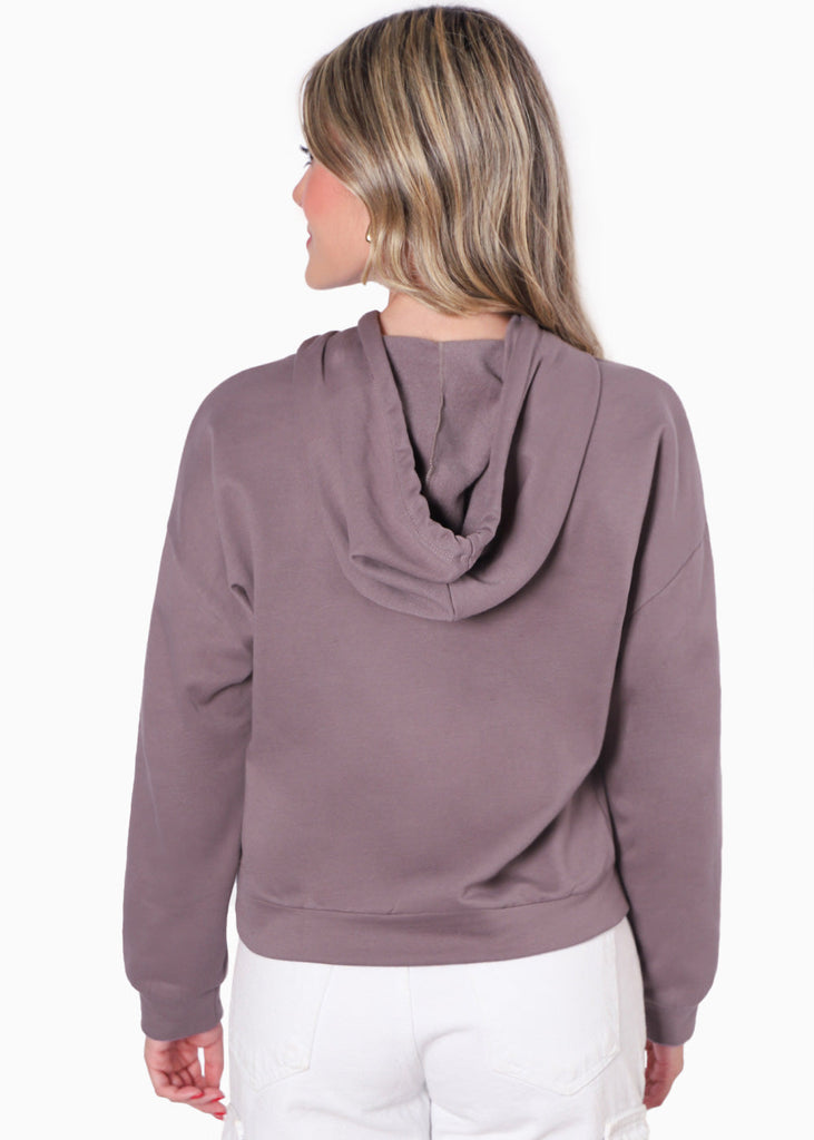 Buzo con capucha y bordado "Palm Beach" color morado para mujer - Flashy