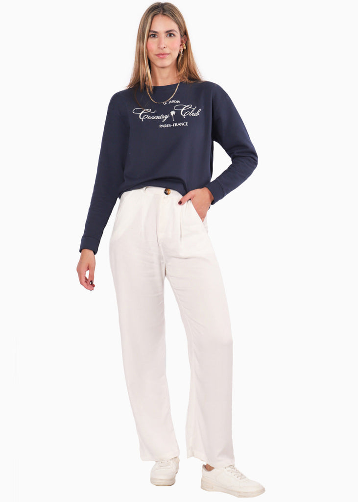 Buzo con estampado "Country Club" color azul para mujer - Flashy