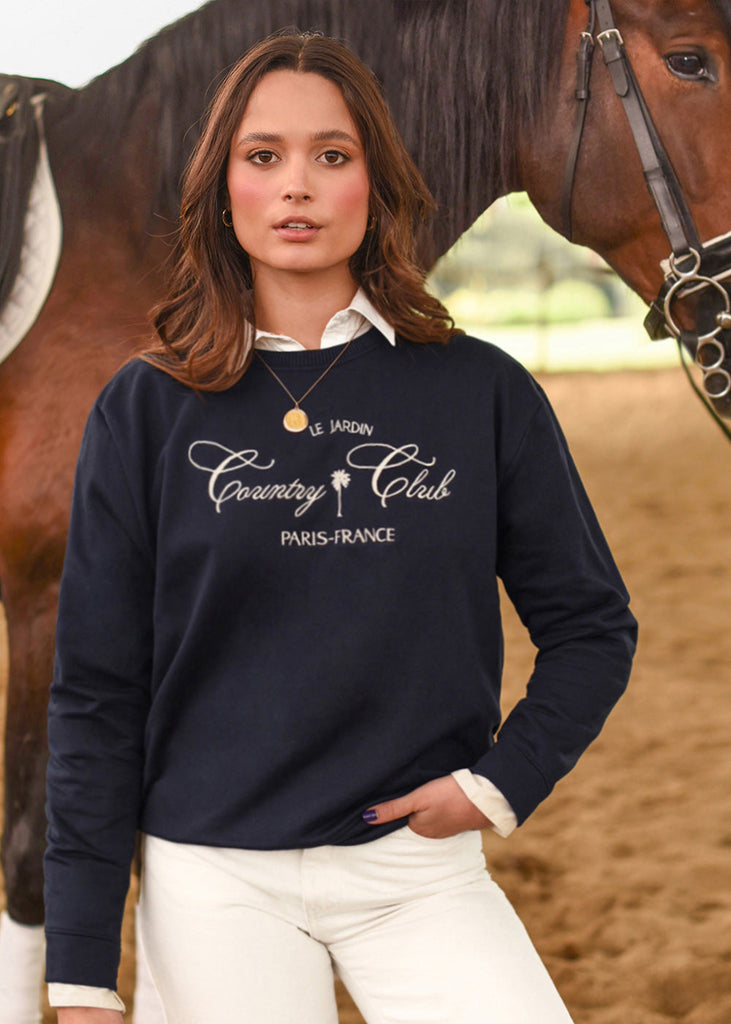 Buzo con estampado "Country Club" color azul para mujer - Flashy