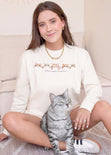Buzo con estampado de gatos color blanco, marfil para mujer - Flashy