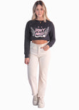 Buzo corto con estampado "Don't mind" color azul para mujer - Flashy