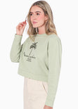 Buzo crop con bordado "Le Mónaco aesthetic" color verde para mujer - Flashy