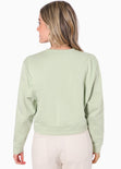 Buzo crop con bordado "Le Mónaco aesthetic" color verde para mujer - Flashy
