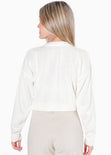 Buzo crop tejido color blanco, marfil para mujer - Flashy
