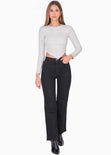 Buzo tejido con ruedo en v color gris para mujer - Flashy