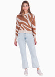 Buzo tejido de animal print color beige para mujer - Flashy