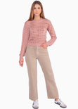 Buzo tejido desagujado color rosado para mujer - Flashy