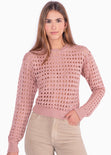Buzo tejido desagujado color rosado para mujer - Flashy