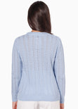 Buzo tejido desagujado color azul para mujer - Flashy