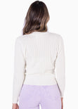 Buzo tejido manga larga con trenzado color marfil para mujer - Flashy
