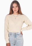 Buzo tejido manga larga color beige, marfil para mujer - Flashy