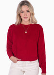 Buzo tejido manga larga color rojo para mujer - Flashy