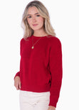 Buzo tejido manga larga color rojo para mujer - Flashy