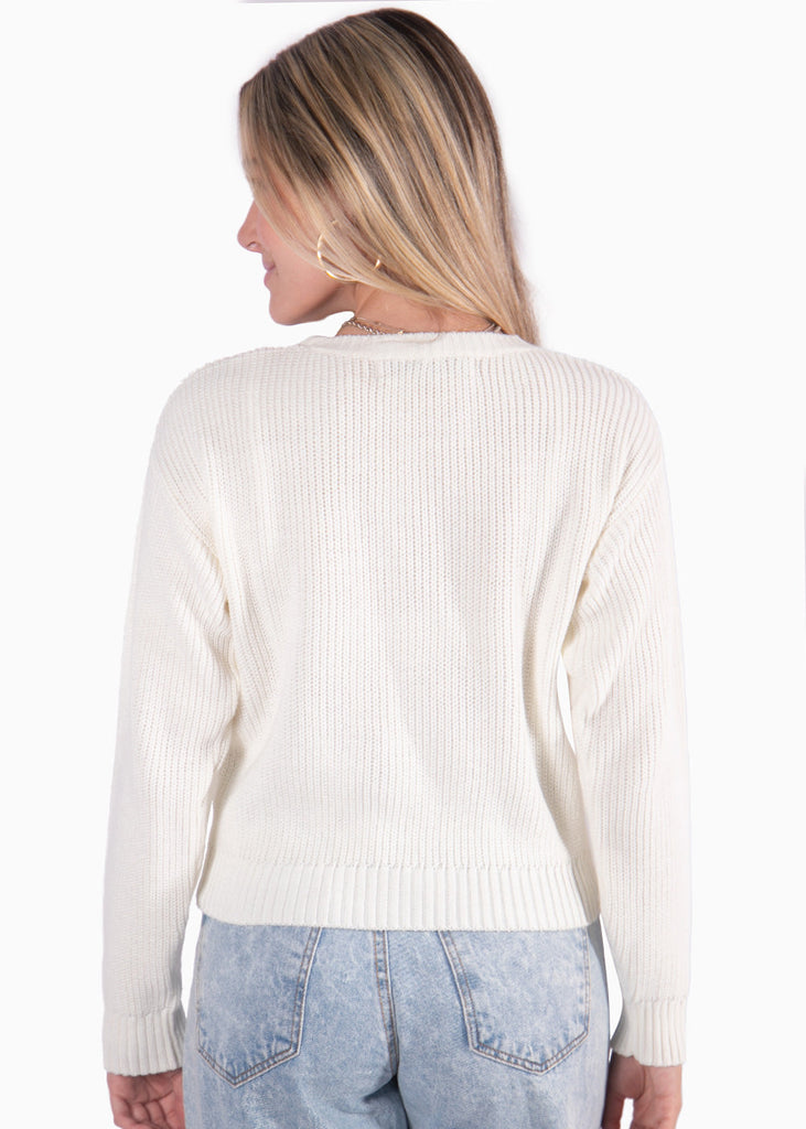 Buzo tejido manga larga color blanco, marfil para mujer - Flashy