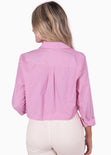 Camisa crop manga larga con botones color rosado para mujer - Flashy