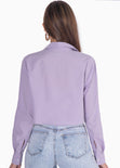 Camisa crop manga larga con botones color lila para mujer - Flashy