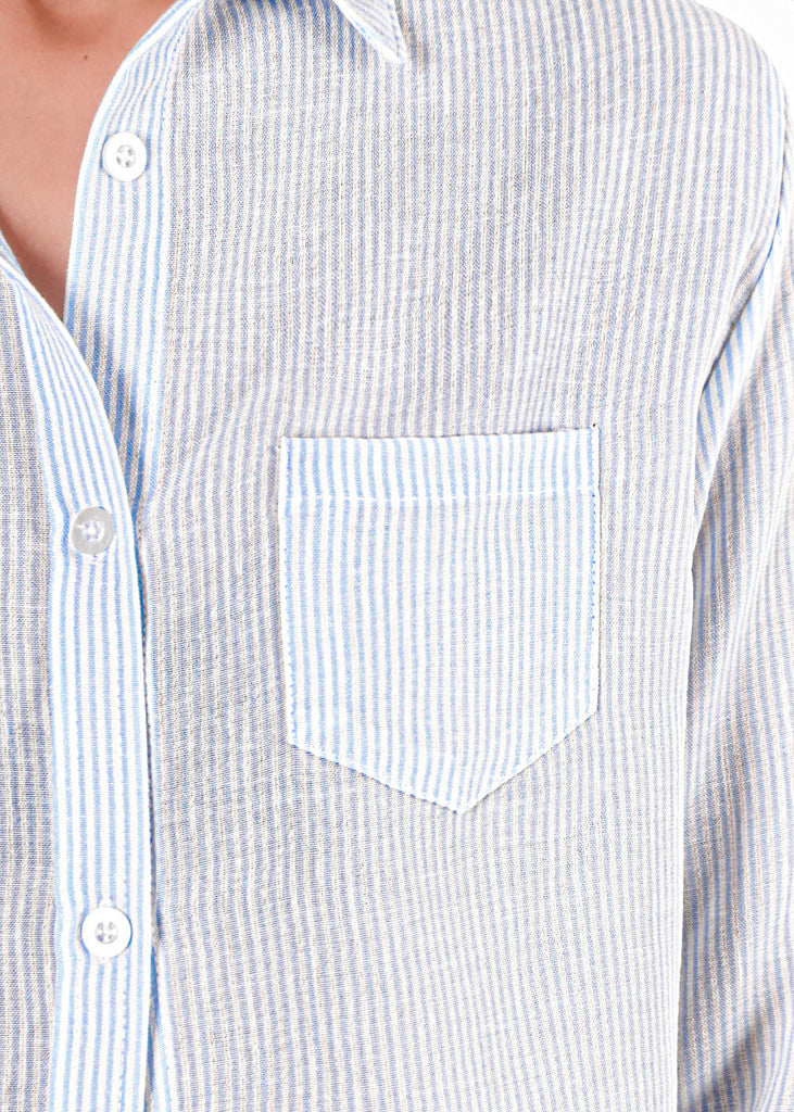 Camisa crop manga larga con botones - KIANA.RAYAS