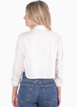 Camisa crop manga larga con botones color blanco, marfil para mujer - Flashy