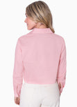 Camisa crop manga larga con botones color rosado para mujer - Flashy