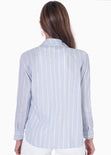 Camisa de botones manga larga con rayas color azul para mujer - Flashy