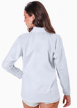 Camisa manga larga con botones color azul para mujer - Flashy