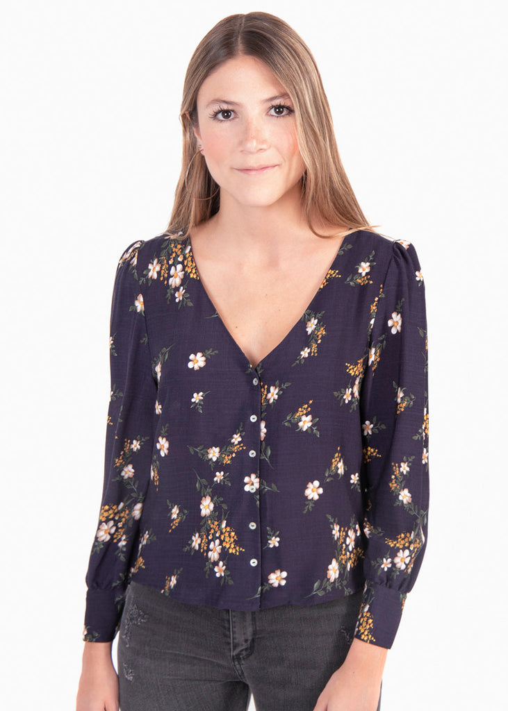 Blusa de flores manga larga para mujer - Flashy