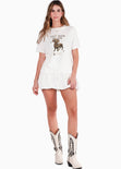 Camiseta con estampado perro "TOO GLAM TO GIVE A DAMN" - BURDEOS