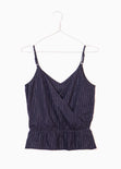 Blusa de tiras con escote cruzado y recogido en cintura para mujer - Flashy