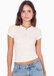 Camiseta baby tee bordado - MIYUNI.MARFIL