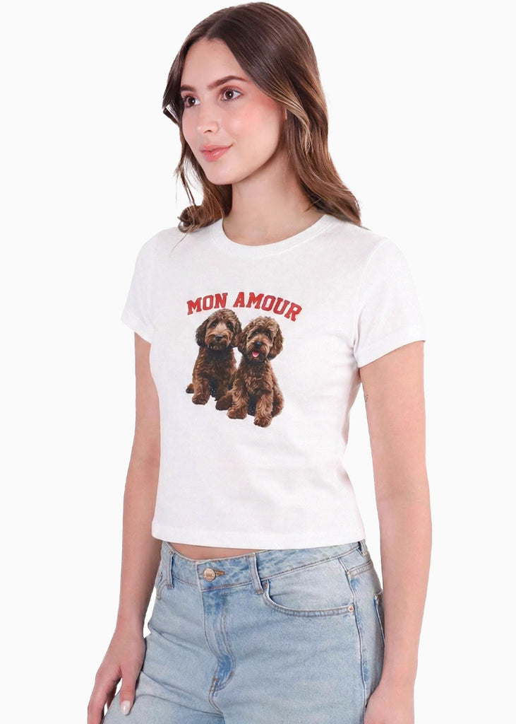 Camiseta baby tee con estampado de perro - SACRAMENTO