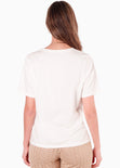 Camiseta básica con estampado de palmera "Joy in summer" color blanco, marfil para mujer - Flashy