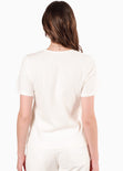 Camiseta basica con estampado de palmera color marfil, blanco para mujer - Flashy