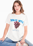 Camiseta basica con estampado color marfil, blanco para mujer - Flashy