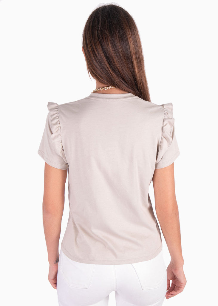 Camiseta con aplique "Peachy" color beige para mujer - Flashy