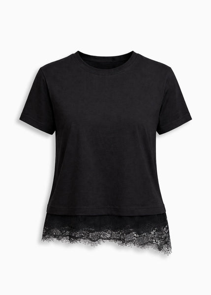 Camiseta con detalle de encaje - CELAYA.NEGRO