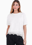 Camiseta con detalle de encaje - CELAYA.MARFIL