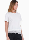 Camiseta con detalle de encaje - CELAYA.MARFIL