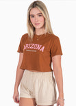 Camiseta con estampado "Arizona" color café, camel para mujer - Flashy