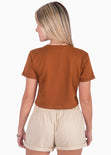 Camiseta con estampado "Arizona" color café, camel para mujer - Flashy