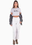Camiseta con estampado "As if…" color gris para mujer - Flashy