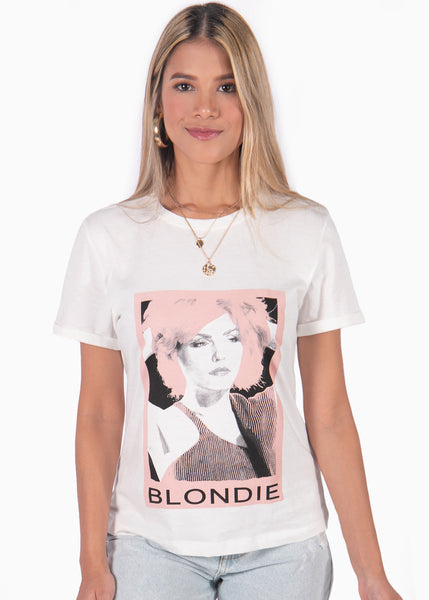 Camiseta con estampado "Blondie" color blanco para mujer - Flashy