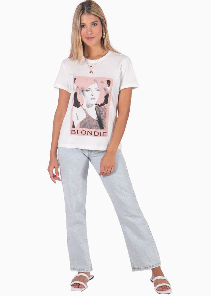 Camiseta con estampado "Blondie" color blanco para mujer - Flashy