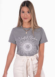 Camiseta con estampado "Celestial bodies" color gris para mujer - Flashy