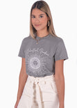 Camiseta con estampado "Celestial bodies" color gris para mujer - Flashy