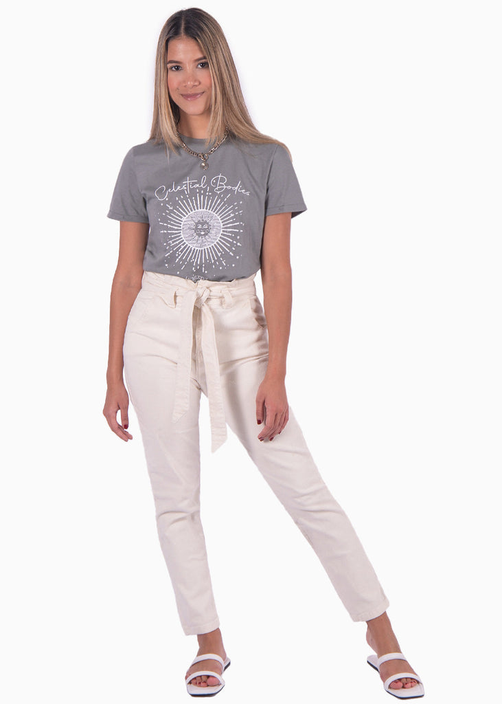 Camiseta con estampado "Celestial bodies" color gris para mujer - Flashy