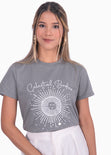 Camiseta con estampado "Celestial bodies" color gris para mujer - Flashy